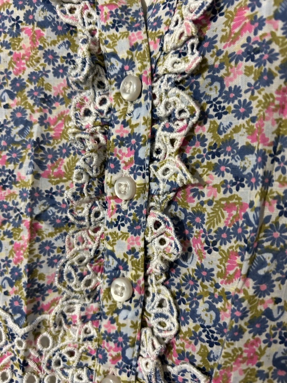 by timo Boho Floral Lace-Trim Midi Dress in Dusty Blue size M - Picture 5 of 10